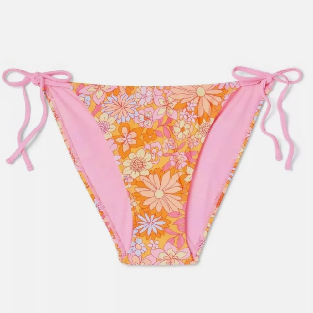 Orange Floral Side-Tie Bikini Bottom | Wild Fable
